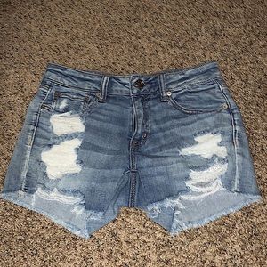 Light wash jean shorts